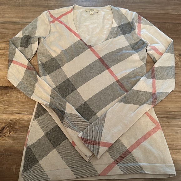 Burberry London classic check wool cashmere sweater Sz S - Picture 11 of 16